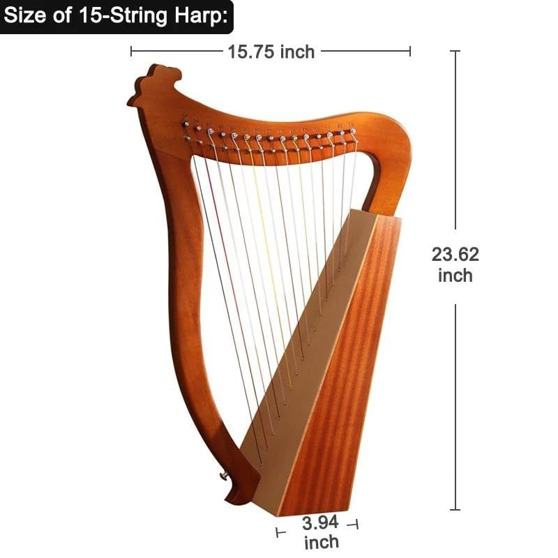 harfe instrument 15/19-saitige Lyra-Harfe Klavier Massives Holz Tragbares Musikinstrument Saiteninstrument Mit Stimmschlüssel(15)