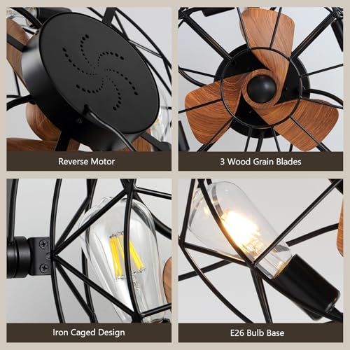 Moooni 21 Inch Fansconce, Garage Ceiling Fan With Remote And Lights, Adjustable Tilt And 6-Speed Plug In Wall Mounted Fan thumb #5