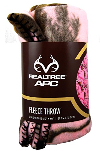 Realtree Fleece Camo Throw Blanket 50 X 60 Inch - Light Pink