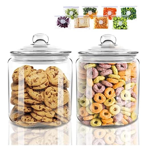 Myiosus Kit de 2 tarros de cristal grandes con tapa (3,9L) tarro de cristal hermético, transparente, gran calibre tarros para caramelos, galletas, harinas y otros alimentos