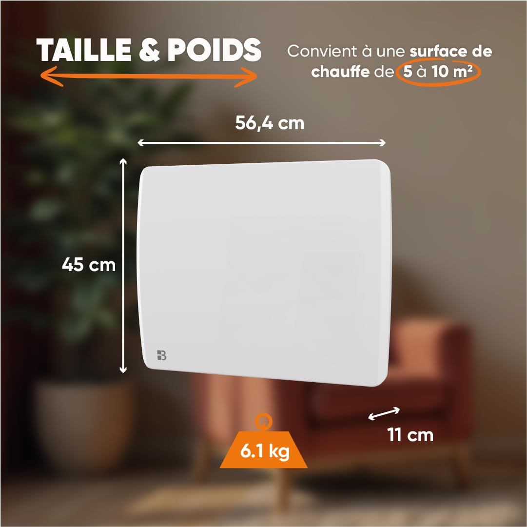 BESTHERM - Radiateur électrique fixe à inertie sèche céramique 1000W Bestherm ARIA horizontal blanc