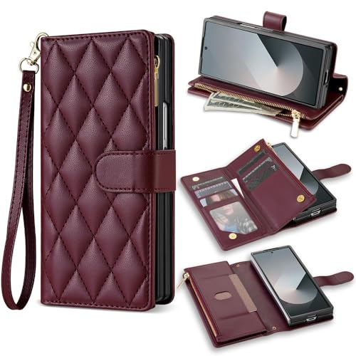 Étui portefeuille Samsung Z Fold 4 rouge pour protéger l'écran des rayures