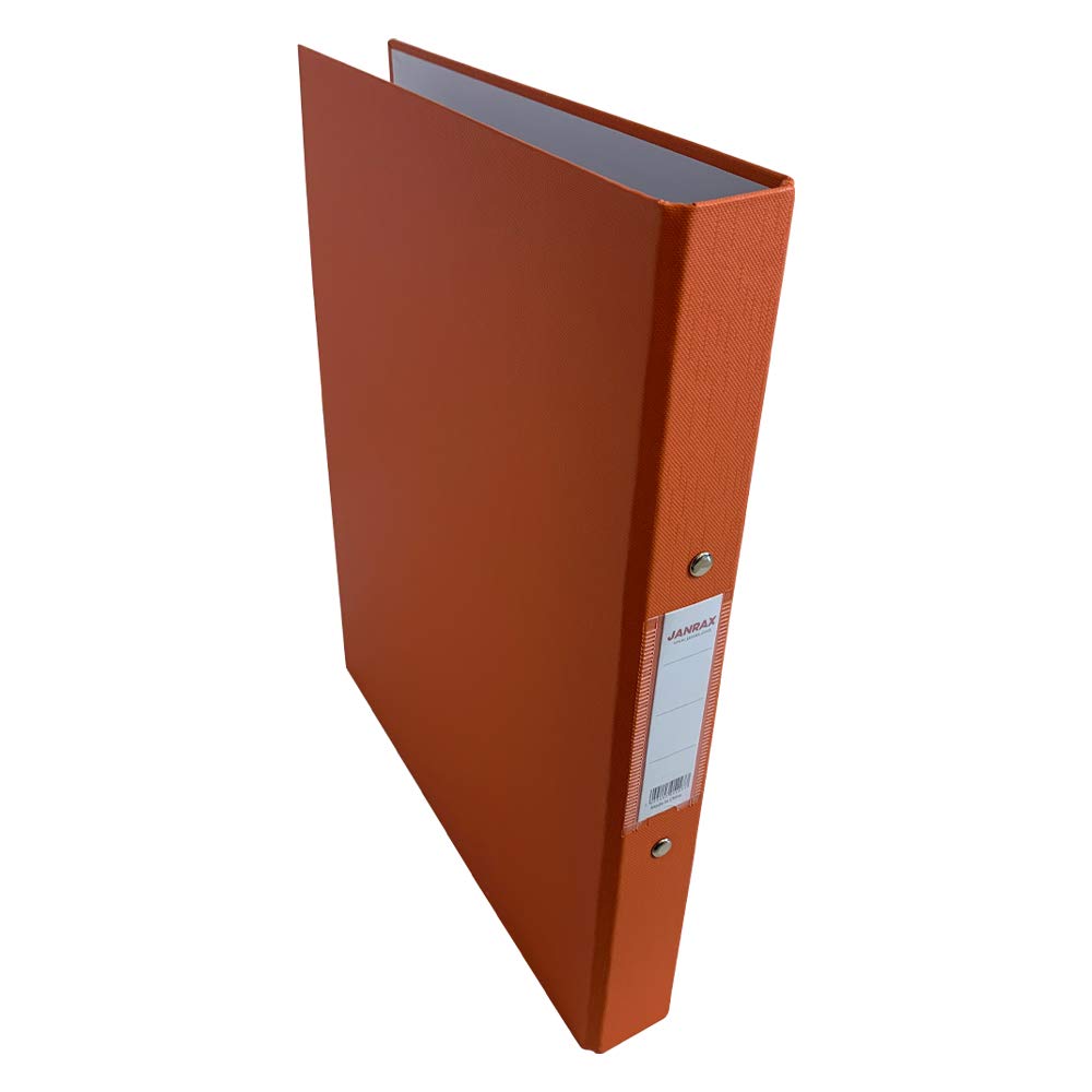 Janrax A4 Ring Binder 25mm Capacity Orange, Paper Over Board File Folder with 2 O-Ring Mechanism, Spine Label, Office School Document Organiser