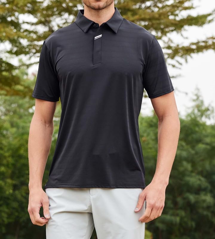 Image of Damipow Premium Golf Shirts for Men Dry Fit Performance Polo Short Sleeve Collared Shirt