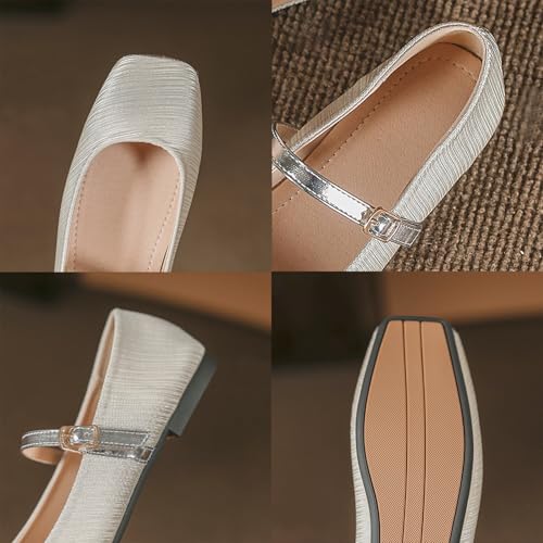Women Square Toe Mary Jane Shoes Comfortable Ankle Strap Flats3