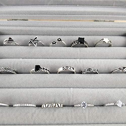THETAG Multi-Function Slot Velvet Glass Jewelry Box Organizer Case Tray Holder Earrings Storage Box