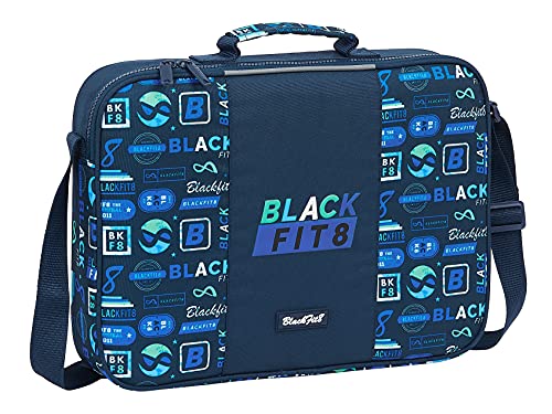 Blackfit8 Cartera Extraescolares Reciclable Logos Retro, 380x60x280 mm, Azul Marino (M385A)