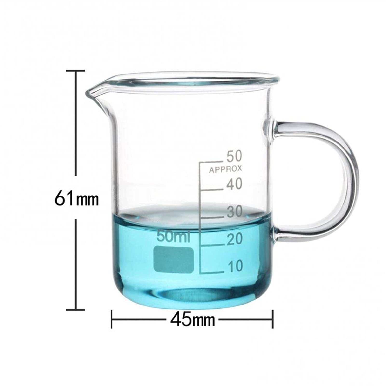 Becher sperimentale 50/100/250/500/1000ml Becher Capacità di vetro senza piombo Scala di vetro resistente alle alte temperature Becher Strumenti di misurazione Laboratorio, cottura al forno (Color :