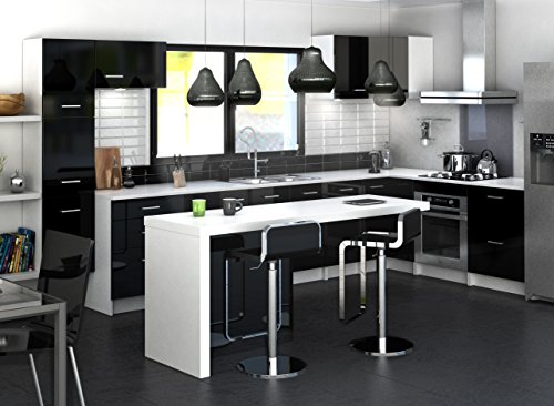 Berlioz Creations PRIMA PG6BFN Unterschrank für Küche mit Arbeitsplatte für Einbaubackofen, 1 Dekorsockelleiste, in glänzendem Schwarz, 60 x 60 x 85 cm, 100 Prozent französische Herstellung - Image 4