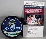 Vincent Desharnais Signed Canucks Reverse Retro Vancouver Puck w/JSA COA