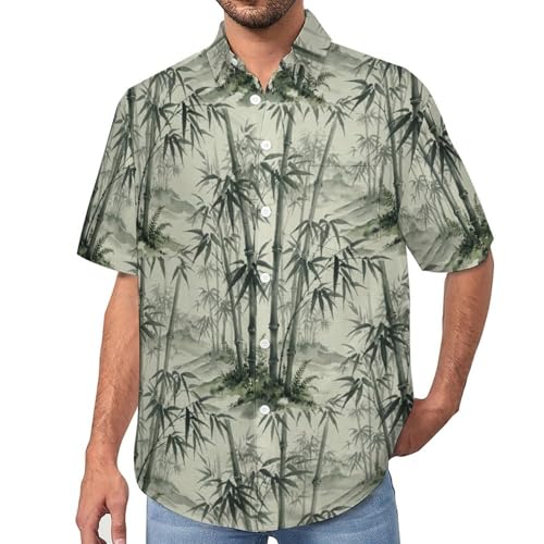 Chemise de plage boutonnée haut de gamme : le design zen jungle rétro pour hommes élégants