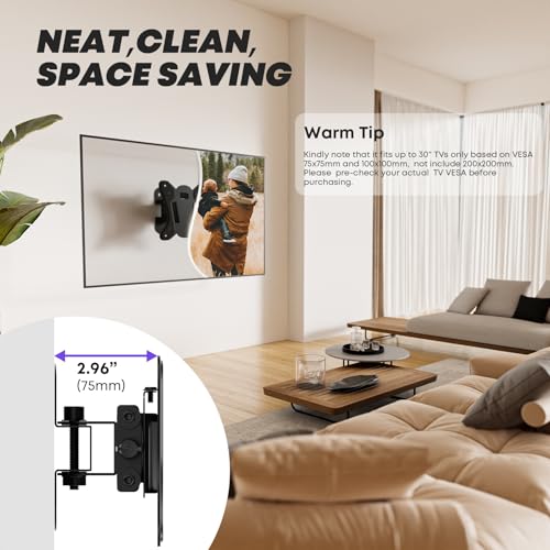 PUTORSEN 13-30 Zoll TV Wandhalterung, Schwenkbar Monitor Wandhalterung für LCD LED TVs & Monitors, Neigbar TV Halterung bis zu 25kg, Universal Fernseher Halterung mit max. VESA 75x75 / 100x100mm – Bild 3