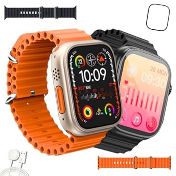 Smartwatch Relógio Inteligente Série 9 S9 Ultra 49mm, Bluetooth, GPS, NFC, Película Protetora, 2 Pulseiras, Carregador Indução (Titanium)