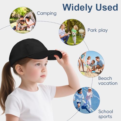 BSBUY Baseball Cap Kids Classic Plain Baseball Hats, Polo Style Baseball Sun-Hat Unisex, Adjustable Sports Casual Cap Breathable Summer Sun Visor Hat Dad Hat for Outdoor Golf Tennis(Black) - Image 6