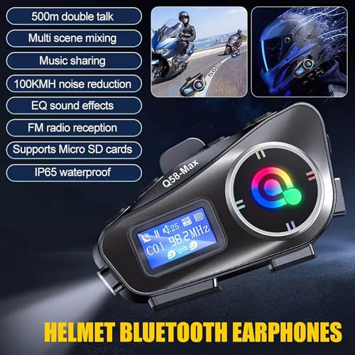 Motorcycle Intercom Helmet Double Back Clip Bluetooth LCD Waterproof Accessory - Thumbnail 7