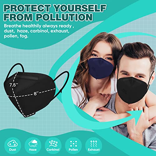 Image of XDX KN95 Face Masks, 50 Pack Individually Wrapped Multicolor Face Masks for Men and Women, 5 Layers Breathable Masks Disposable, Filter Efficiency ≥95% (Medium Size)