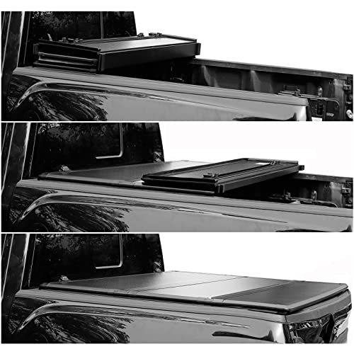 Inexrud Fiberglass Plastic Hard Tri Folding 4'6" / 54" Truck Bed Cover Compatible For 2022 2023 Ford Maverick Tonneau Cover #TOP3