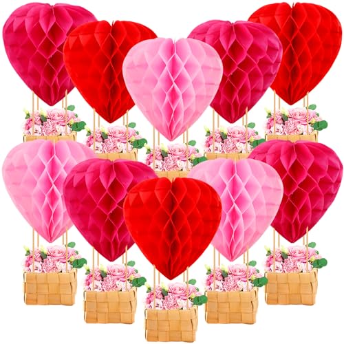 Beeveer 12 Pcs Valentine's Day Table Centerpieces Decorations Heart Hot