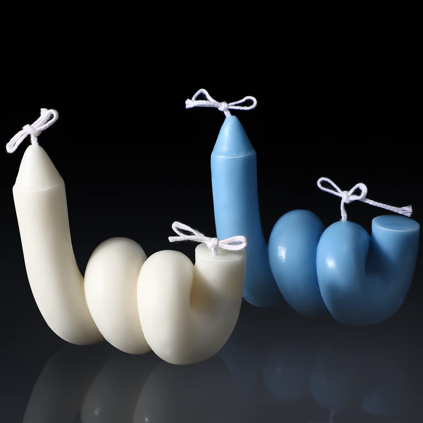 Photo 1 of 2 Pieces Aesthetic Candles Twisted Shape Candle Trendy Taper Candles Minimalist Geometric Candles Soy Wax Scented Candle Art Decorative Strip Candle Wavy Candle Long Wave Candle for Wedding Christmas