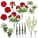 UBOSU Artificial Flower in Black Glass vase, Red Roses,Carnations, Orchids, Artificial Roses in vase,11 x 11 x 16 inches (BGV-Red)