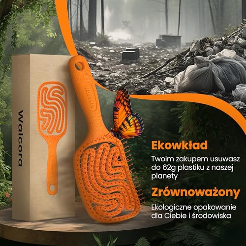 Walcora Szczotka Do Włosów Bez Ciągnięcia – Szczotka Rozplątująca & Detangler Dla Kobiet, Mężczyzn I Dzieci - Do Loków, Mokrych, Cienkich I Długich Włosów, Hair Brush – Pomarańczowy