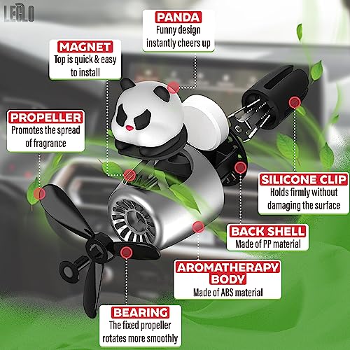 Image of Panda Cute Car Air Freshener Diffuser - Panda Aromatherapy Diffuser Car Air Fresheners Vent Clips Cute Freshener Rotating Fan