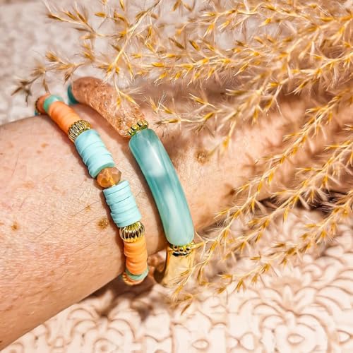Bracelets turquoise rose doré et oiseau grue pour vos tenues d'été - 3