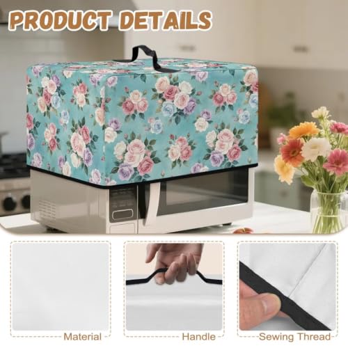 Image of Countertop Oven Cover Protective Toaster Oven Dust Cover Decorative Small Kitchen Appliance Protector for Countertop Decor, S, 18.25 x 14.5 x 11 Inches, Rose Teal