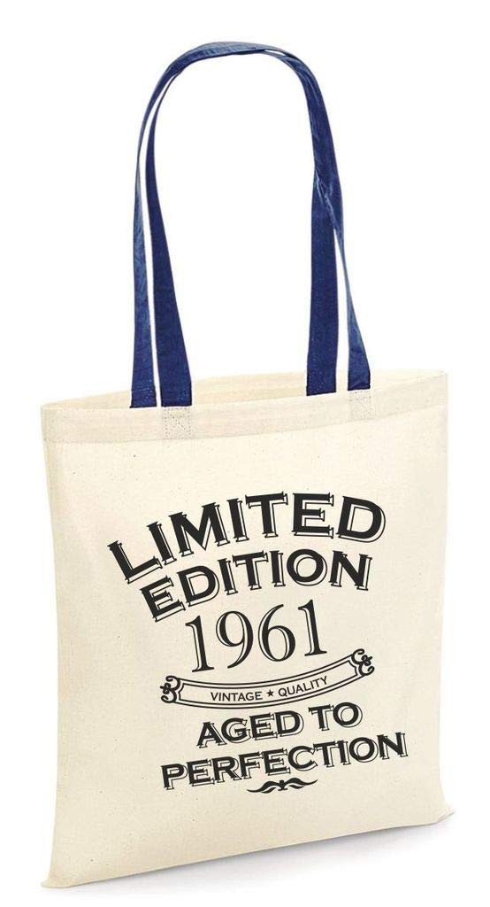 1961 Birthday Gift Present Tote Shopping Bag For Life Cotton Limited Edition Aged To Perfection