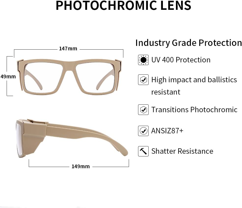 UV400 Bluelight Transition Photochromic Safety Glases Anti Scratch and Impact Resistant,Meets ANSI Z87.1 Standard - Image 5