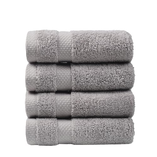 SOFE H&L | Olea Plush Turkish Cotton Wash Cloths, Set of 4 | Cool Gray