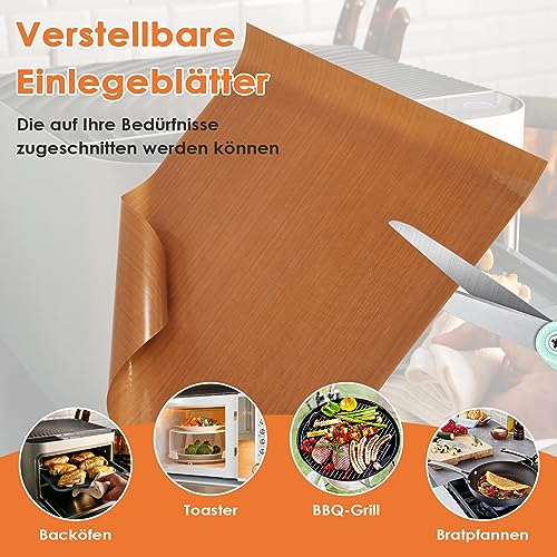Xikulia Permanente Backfolie, wiederverwendbares Backpapier für Ofen und Grill – hitzebeständig und antihaftbeschichtet, frei, 4er-Set Back-Grillmatte für BBQ, Kekse, Pizzagrill – Bild 7