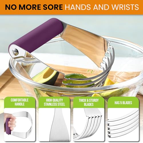 Image of Spring Chef Large Dough Blender For Baking - Durable Pastry Blender, Purple