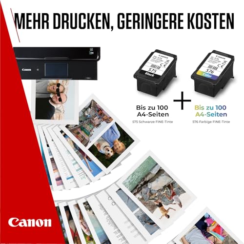 Canon Tintenpatronen & Papier-Multipack - PG-575/CL-576 Original Druckerpatronen 2er Pack (1 x Schwarz, 1 x Farbe) & 4x6 Fotopapier (50 Blatt)
