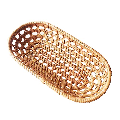 Ysyqkn Cesta Ovalada de Mimbre para Frutas, Organizador de Ratán, Tejida a Mano para Mesa de Comedor, Mesa de Centro, Restaurante, Exhibición, Grande, Individual