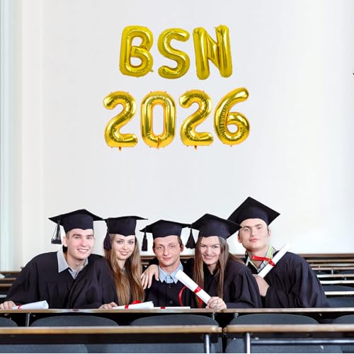 Image of TONIFUL 2026 Nurse Graduation Decorations Gold BSN 2026 Balloons 16 Inch BSN 2026 Graduation Balloons Class of 2026 Congrats Nurse Balloons Decorations 2026 Nursing Graduation Party Supplies