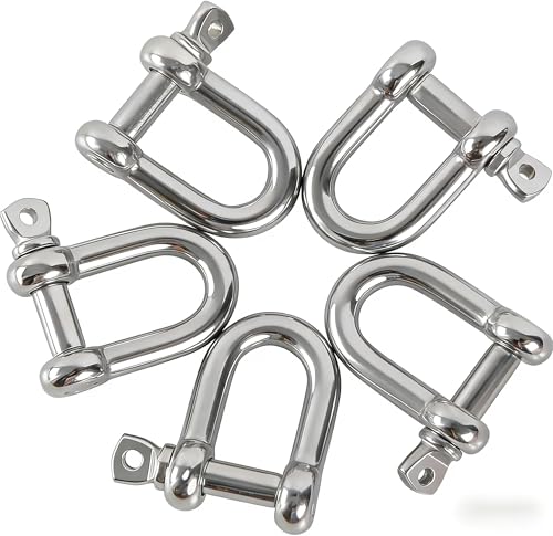 M8 Manille Acier Inoxydable 304 D Manille Bracelet Manilles de Levage Fermoir Boucle de Manille pour Sac de Boxe Transportant Manilles de Maillon de Chaîne...