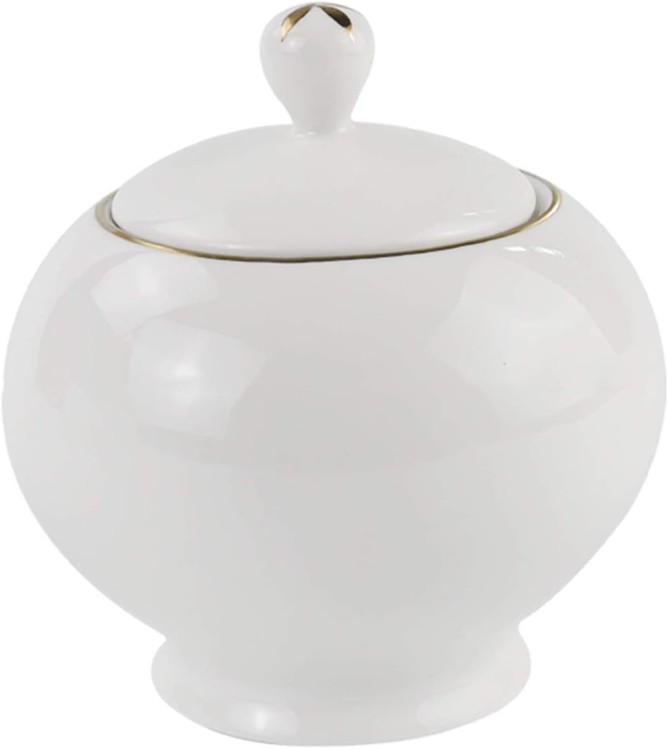 Sugar Bowl Pure White Sugar Bowl with Lid a Simple Ceramic Sugar Bowl Sugar Bowl with Border Coffee Aids Suitable for Various Styles Candy jar (Color : C)