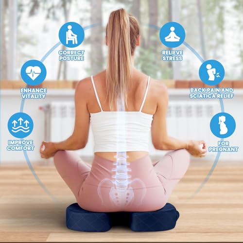 Image of TushGuard Seat Cushion - for Office Chair, Car Seat, Airplane, Bleacher - Sciatica & Coccyx Pain Relief Desk Chair Cushion for Long Sitting Office Workers, Car Drivers(Blue, XX-Large)