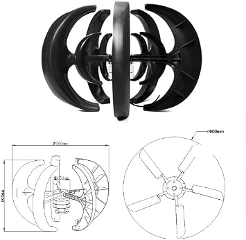 2000W 24V 48V Vertical Wind Turbine Generator Small Wind Turbine Homeuse Low Noise High Efficiency with Controller for Wind Power and Solar Systems (Black)