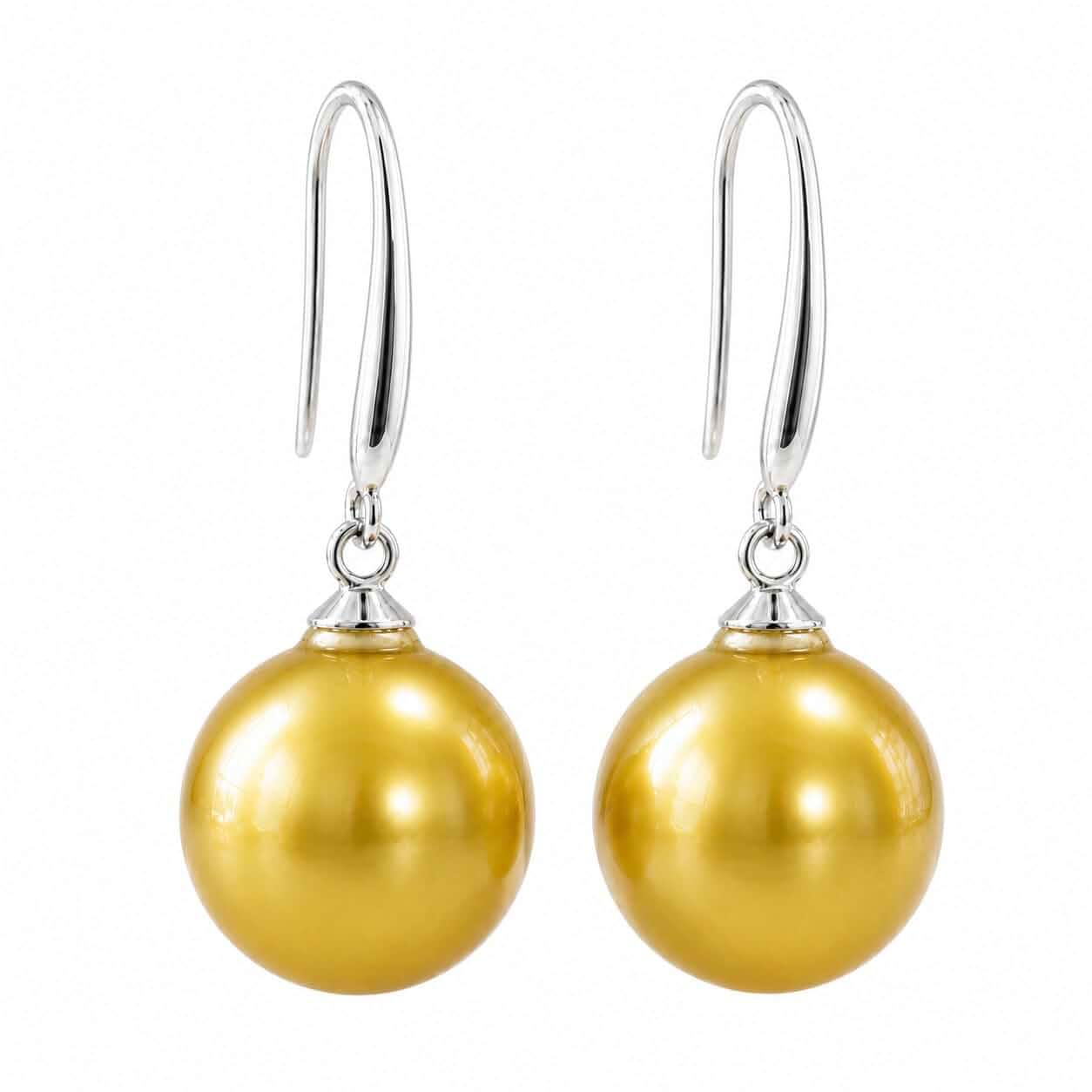 12mm Round Bead Drop Earrings for Women - Classic Shell Pearl Ball Dangle Earrings with Fishhooks, Minimalist Elegant Jewelry, Multi Colors