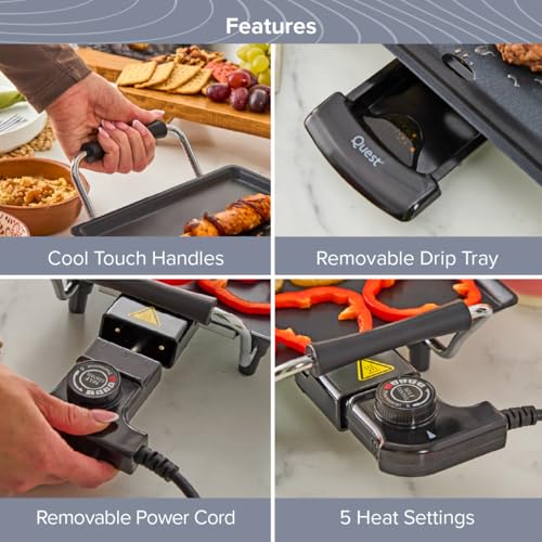 Quest 35790 XXL Teppanyaki Grill/Non-Stick/Adjustable Thermostat/Accessories Included/Ideal for Dinner Parties