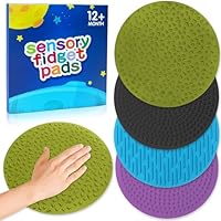 Sensory Fidget Toys Sensory Mats for Toddler Easter Basket Stuffers 4PC Silicone Tactile Pad for Autism Kid Quiet Calm Down Special Need Textured Mini Floor Tiles Fidgets Baby Sensory Development Toy