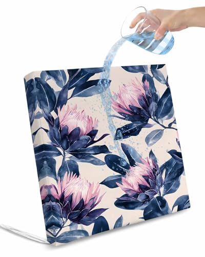 2 Pack Blue Purple Botanical Waterproof Cushion Covers with Ties, Outdoor Patio Chaise Lounge Chair Seat Cushion Slip Covers Replacement(Only Cover) Spring Flowers Summer Rustic 20