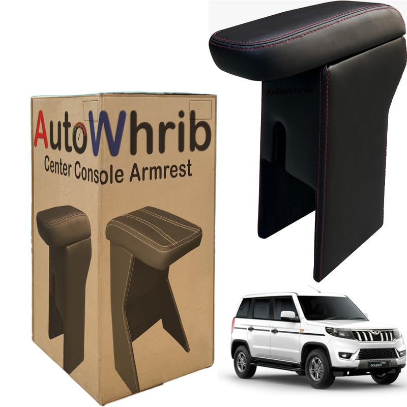 Image of Car Arm Rest For Bolero Neo 2021 Armrest with Storage Box & Soft Cushion Pad, Luxury Arm Rest, Black Colour