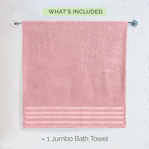 Image of Elegant Comfort 100% Turkish Cotton 4 Lines Viscose Stripe Jumbo Bath Towel - Hotel Spa Quality Extra Large 35 x 70 Inch Bath Towel Ultra Soft, Super Absorbent Quick Dry Large Bath Towel, Dusty Rose