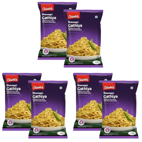 Image of Chheda's - Bhavnagri Gathiya - Fried Gram Flour Sticks, Carom Seeds - 300 Gm Pack of 6
