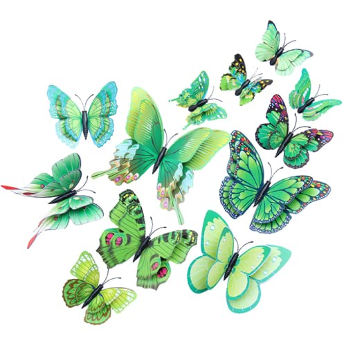 Image of JAAMSO ROYALS Green 3D Magnet Butterfly Stickers for Wall, Butterfly Decoration Items, Butterfly Stickers, Butterfly Wall Decor, Butterflies, Butterflies for Wall Decoration (Set of 12)