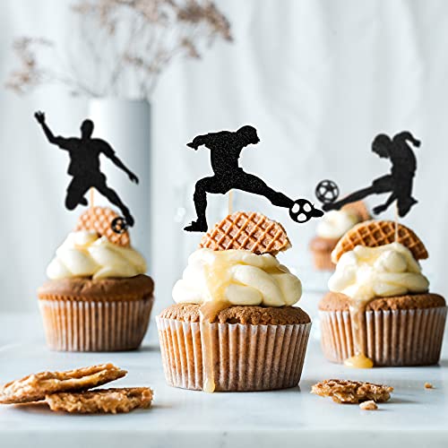 24Pcs Soccer Cupcake Toppers Cake Decoration Perfect For Soccer Theme Birthday Party Cake Picks Applies To Birthday Party Decorations Baby Showers #TOP1