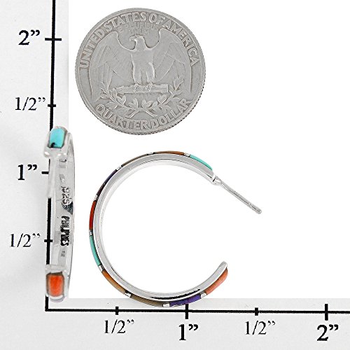 Hoop Turquoise Earrings Sterling Silver 925 Genuine Gemstones & Gemstones3